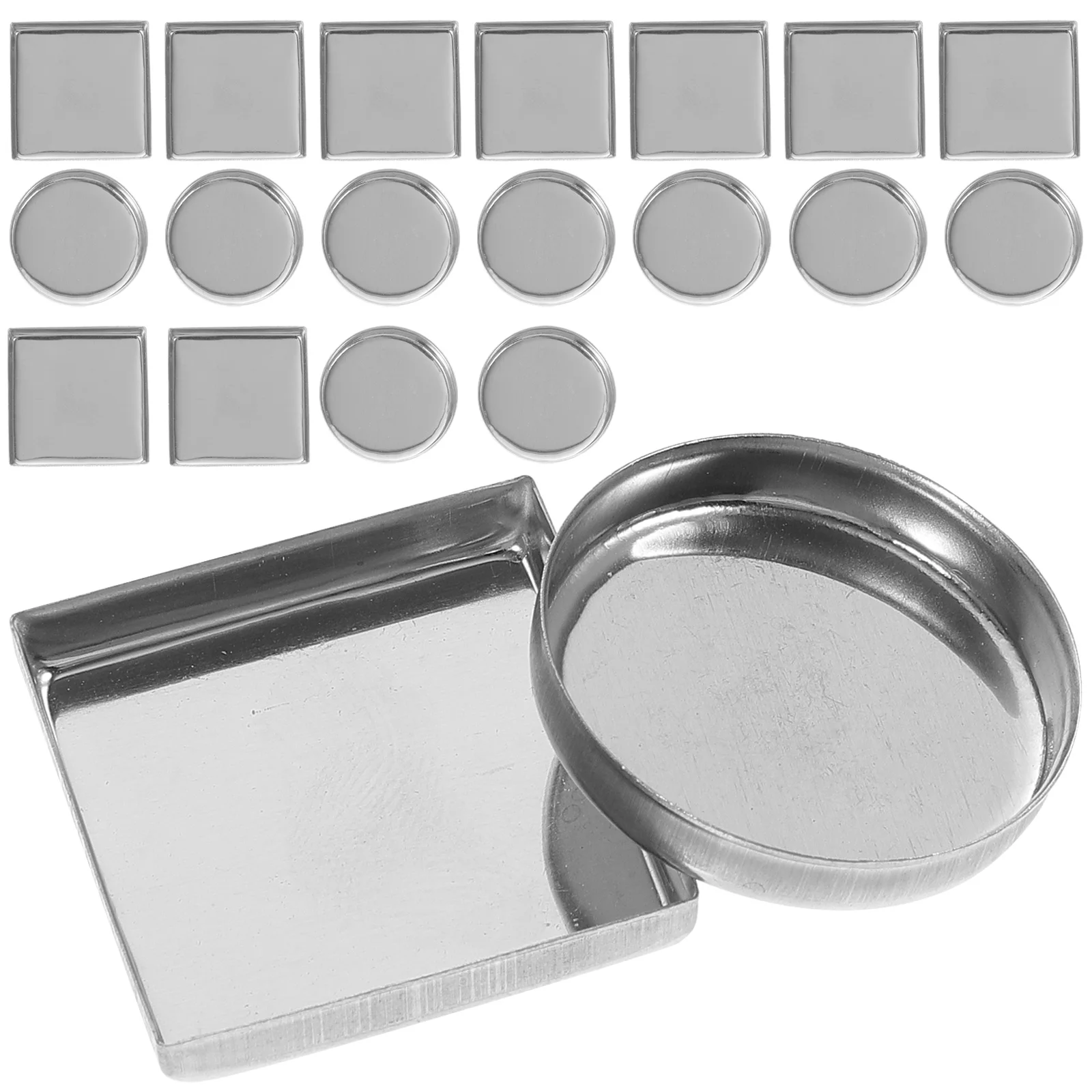 30pcs Metal Empty Pan Makeup Cosmetic Empty Cases Pans Eye Shadow Palette Nose Shadow Blusher Palette DIY Makeup Container Tool