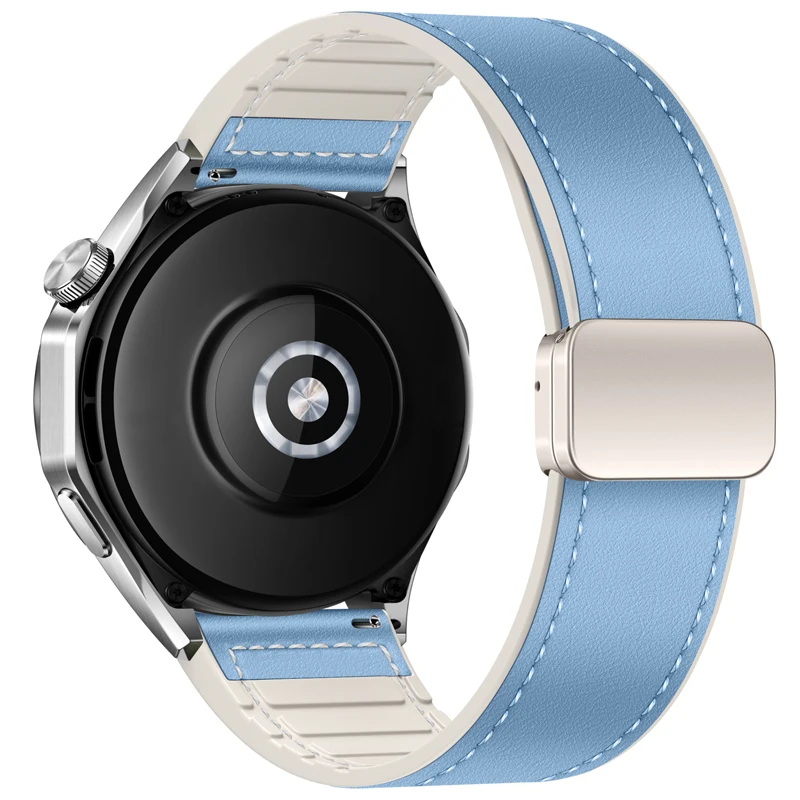 Leather and Silicone Comfort Strap - 22/20mm Adjustable Bracelet Band Accessory