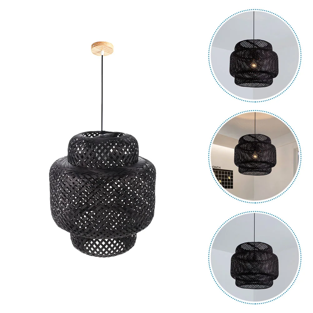 

Modern Hand Woven Bamboo Chandelier Lampshade Celing Light Cover Pendant Dining Rroom Light Fixture Without Bulb