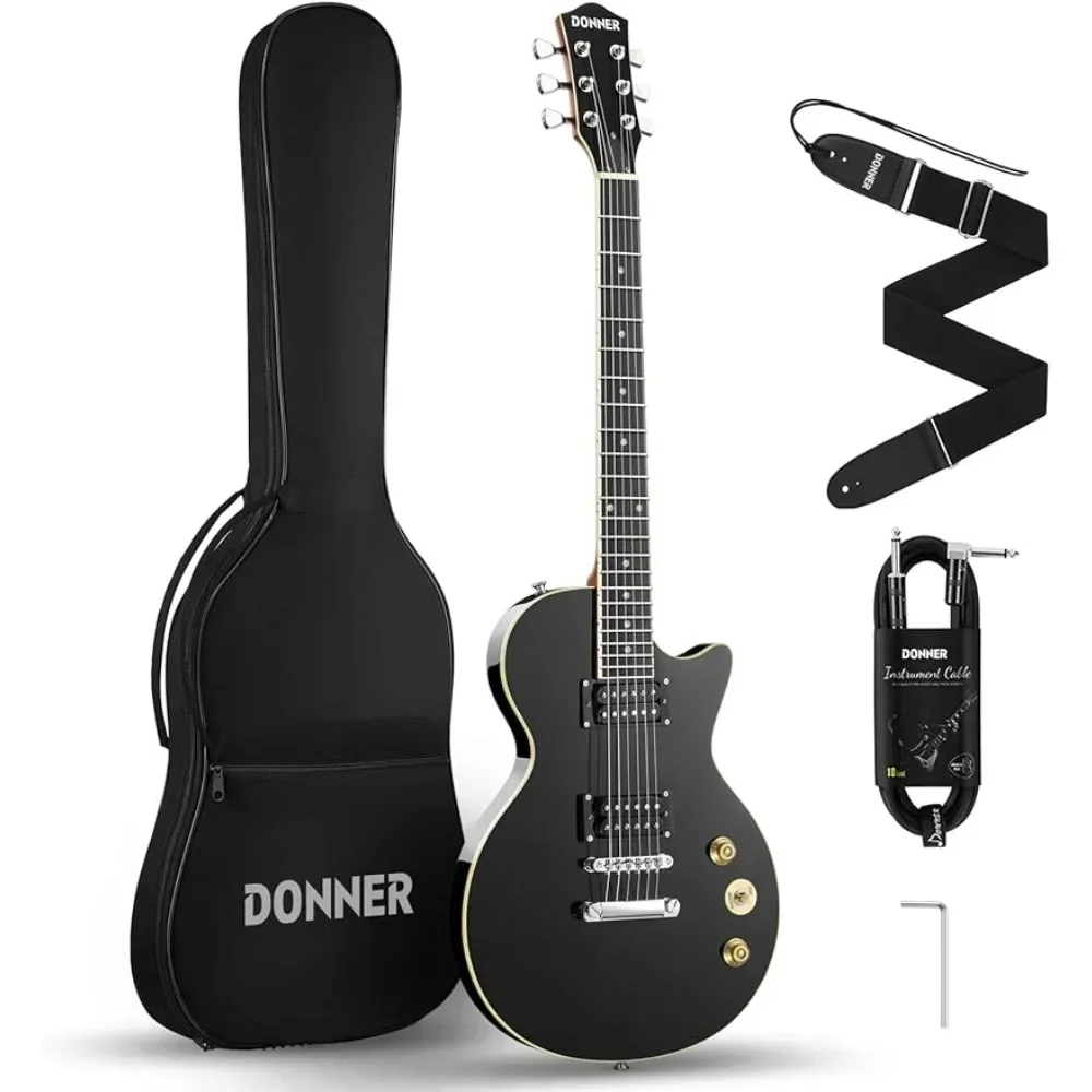 

Electric Guitar LP Solid Body, Full-Size 39 Inch Electric Guitar Beginner Kit Black with Bag, Cable, Strap Freight free