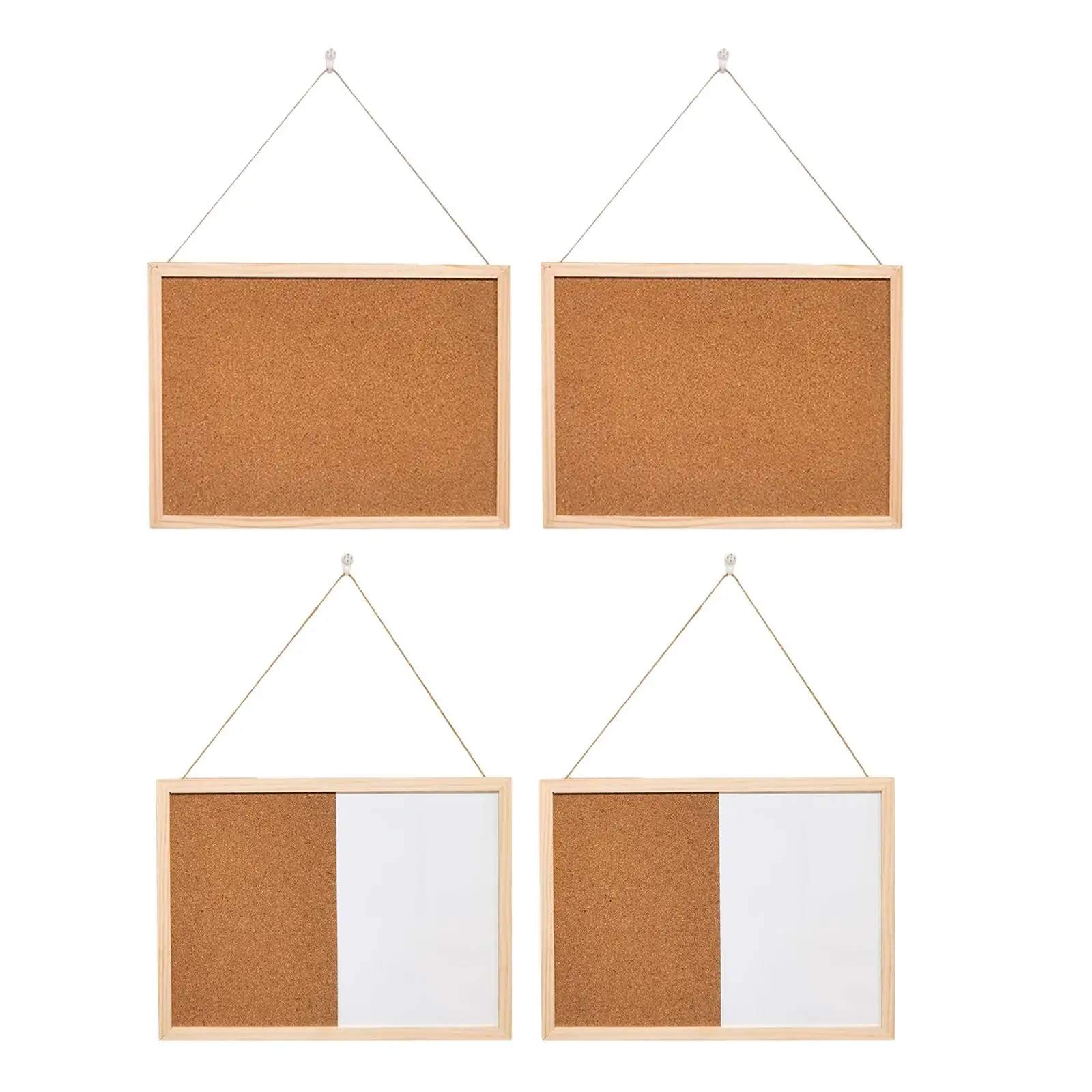 2PCS Combination Whiteboard Bulletin Cork Combo White Magnetic Corkboard Wall Hanging Message Board