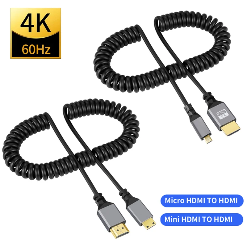 AIXXCO Cable de extensión Micro Mini HDMI 2,0, 4K/60Hz, HDMI 2,0, macho a macho, para HDT PS4/3