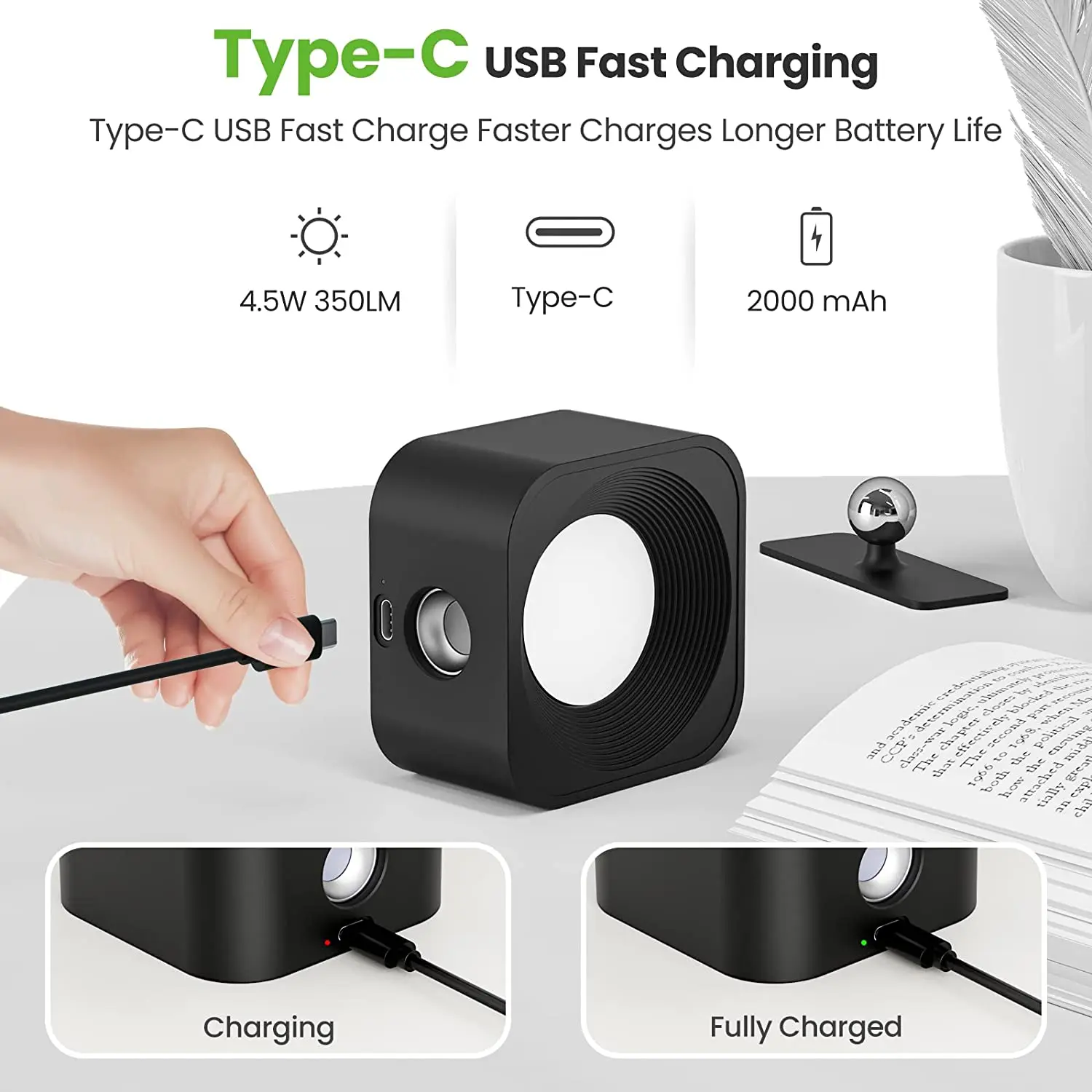 

USB Charging Wall Light 360 Projector Adjustable Wall Decor Modern Nordic Luminaire Indoor Magnetic Wall Lamps Stairs Room Decor