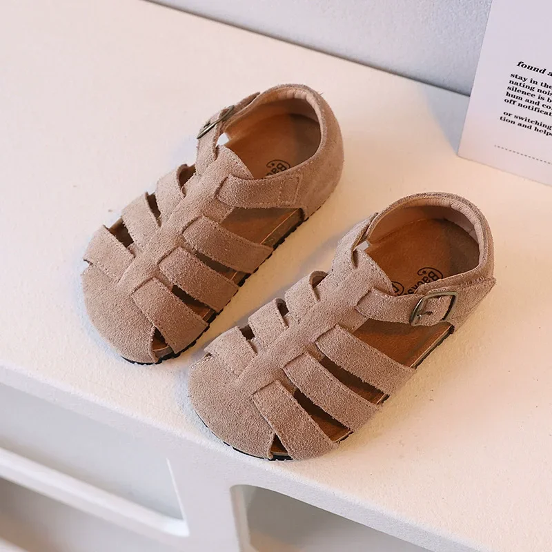 Baby Shoes Kids Shoes Children Sandals Kids Sandals Beach Shoes Suede Leather Girl's Sandals Soft Cowhide Summer Children's Beach Shoes Genuine Leather Baby Boys Gladiator Sandals