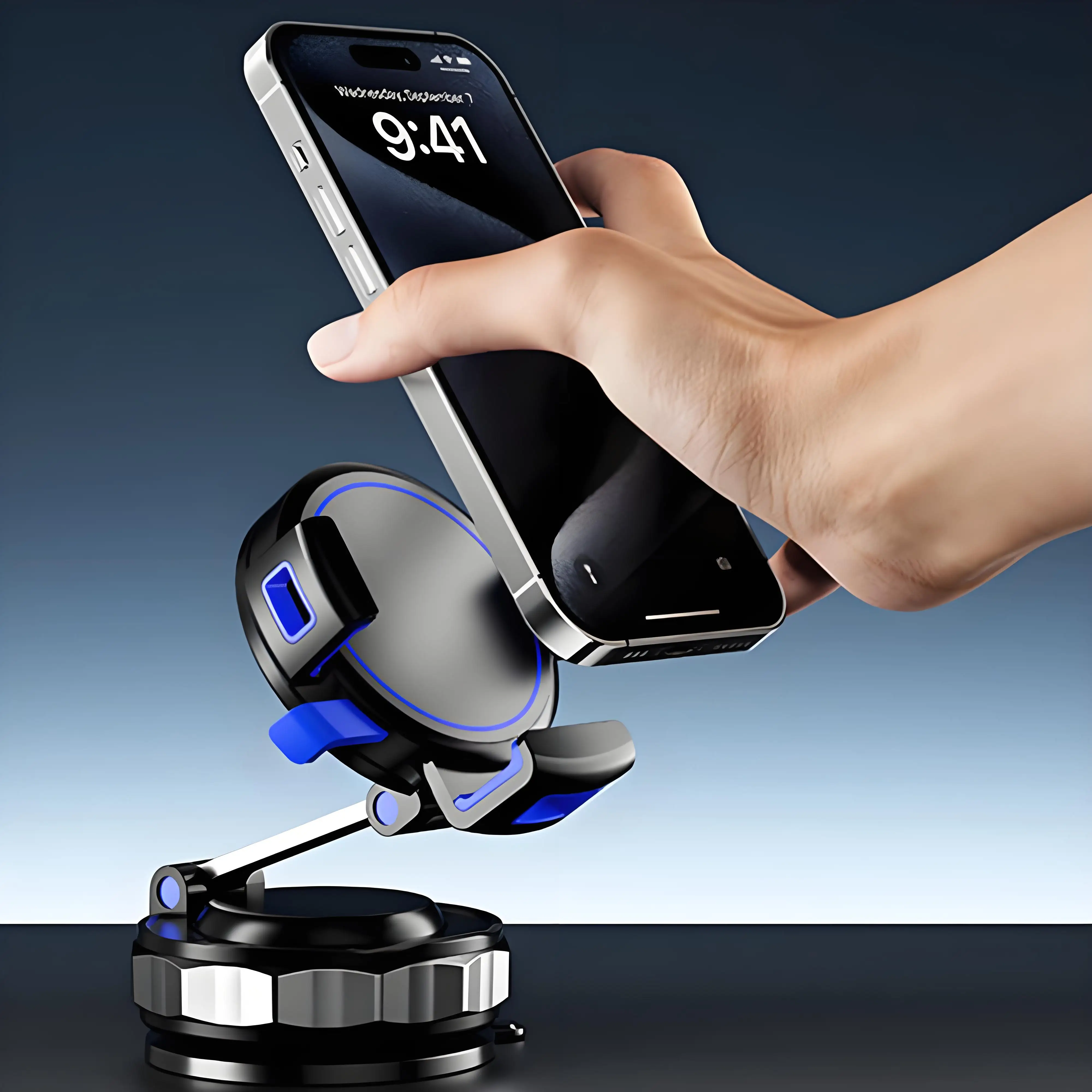 Universal 360° Rotating Magnetic Car Phone Mount with Vacuum Suction