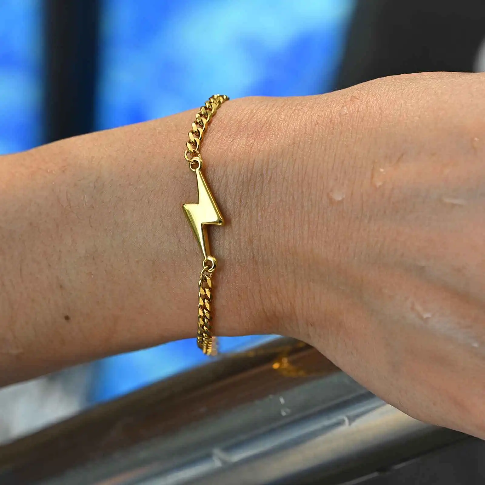 Waterproof Lighting Chain Bracelet for Men Boys,Stainless Steel Adjustable Cuban Link Wristband,Hip Hop Simple Jewelry Gift