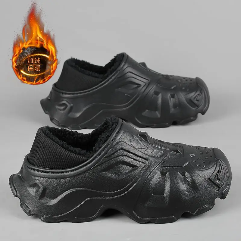 

Хлопковые мужские зимние домашние тапочки на платформе с закрытым носком хлопковые тапочки Новинка Осень-зима домашняя хлопковая обувь для мужчин