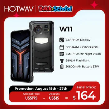 [Monde Premeire] téléphone robuste HOTWAV W11 20800mAh 280LM lampe de poche 6.6 ''FHD + Smartphone 33W 24MP Vision nocturne téléphone portable 1