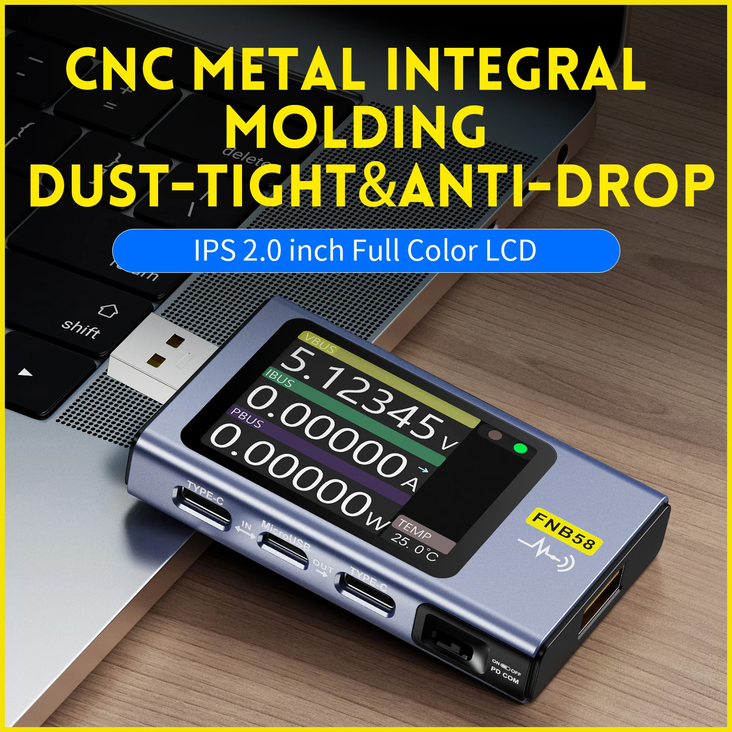 รูปสินค้า เครื่องวัดไฟฟ้า USB Type-C ตรวจจับชาร์จเร็ว