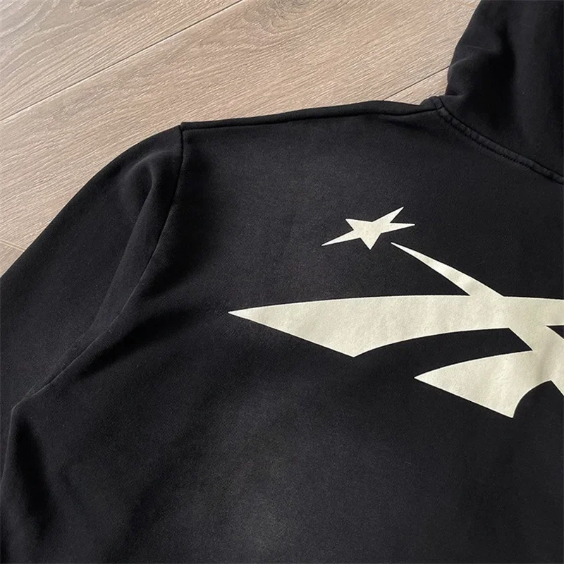 24ss Washed Black HELLSTAR Sports Zip Up Hoodie 1:1 Top Quality Logo Printing Oversized Womens Jacket Men Hooded Pullovers