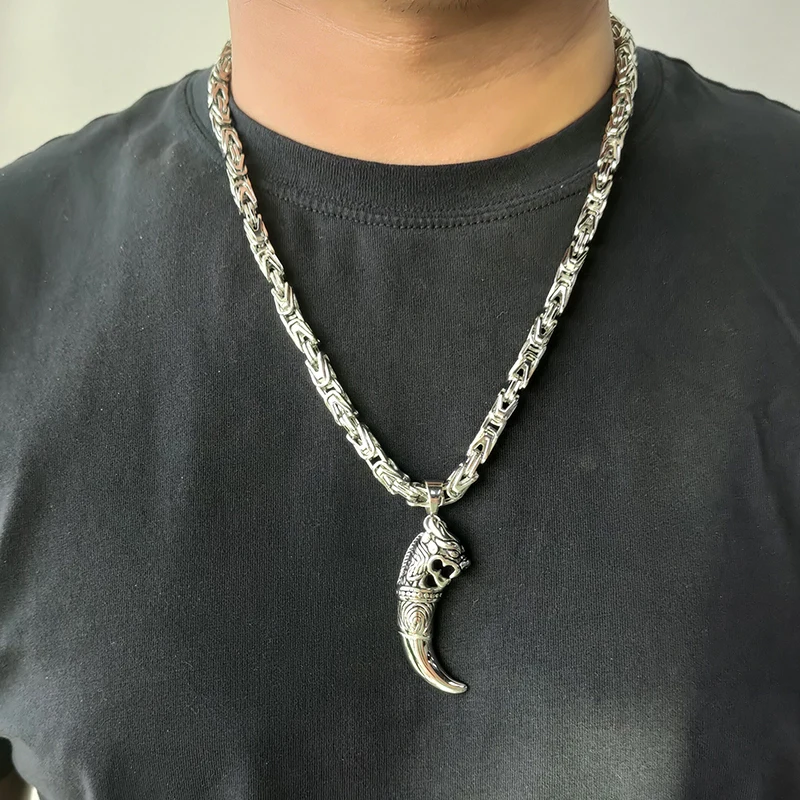 Vintage Viking Heren 316L Roestvrij Staal Wolf Hoofd Hanger Punk Heren Dieren Amulet Ketting Piraten Sieraden Cadeau kopen vanaf een prijs van 2.17