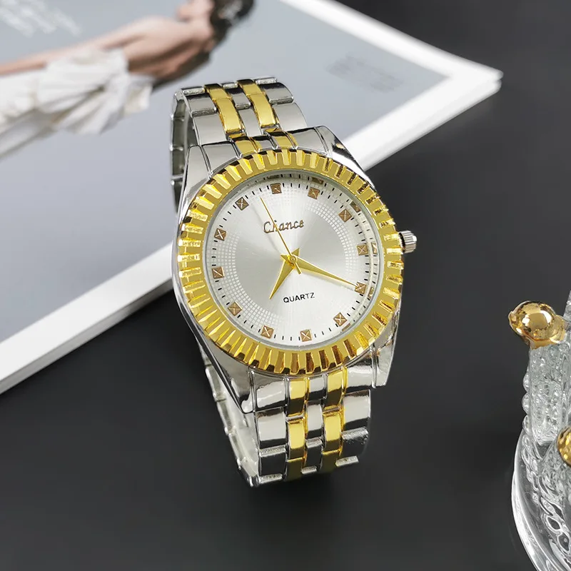 Men's and women's business watches, sun patterned quartz watches, alloy steel strips, couple watches