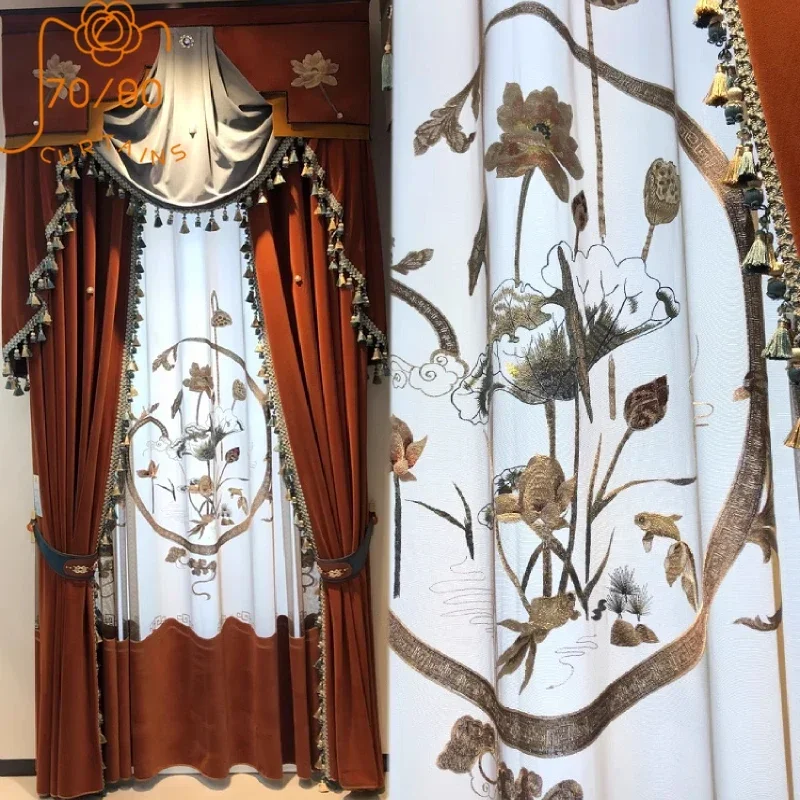 3D Lotus Mandarin Ducks Curtains Drapes