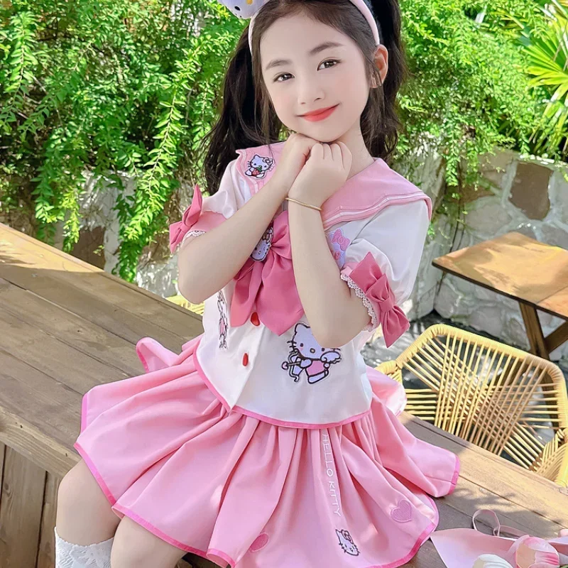 children cosplay skirt Sanrio HelloKitty Children's CosPlay Academy Style Pleated Skirt Girl Princess Clothes Children's JK Uniform Birthday Gift