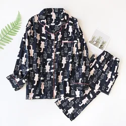 Elegant Viscose Long-Sleeve Women's Pajama Set - Plus Size Sleepwear - M (Princess Cat)