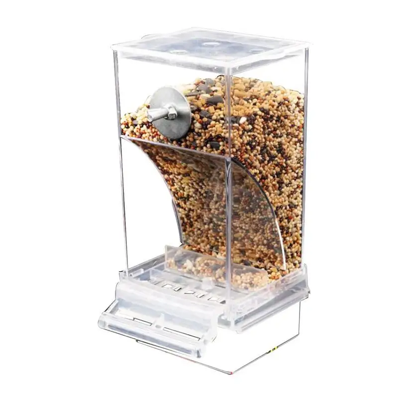 Mess Bird Cage Feeder Automatic Parrot Seed Acrylic Parrot Feeder
