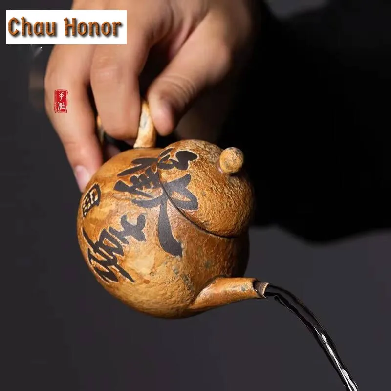 High Grade Wood-fired Porcelain Teapot Longquan Celadon Pot Retro Old Rock Mud Kettle with Ball Filter Kung Fu Teaware Gift Box