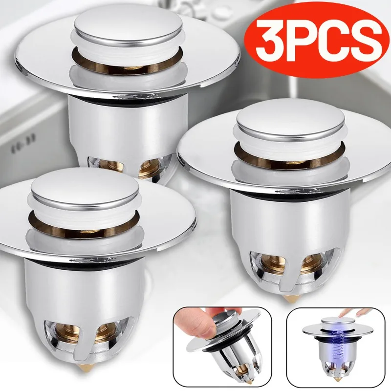3/1PCS Universal Basin Drain Filter Copper Pop-Up Bounce Core Hair Catcher Bath Stopper Kitchen Bathroom Sink Bathtub 2030