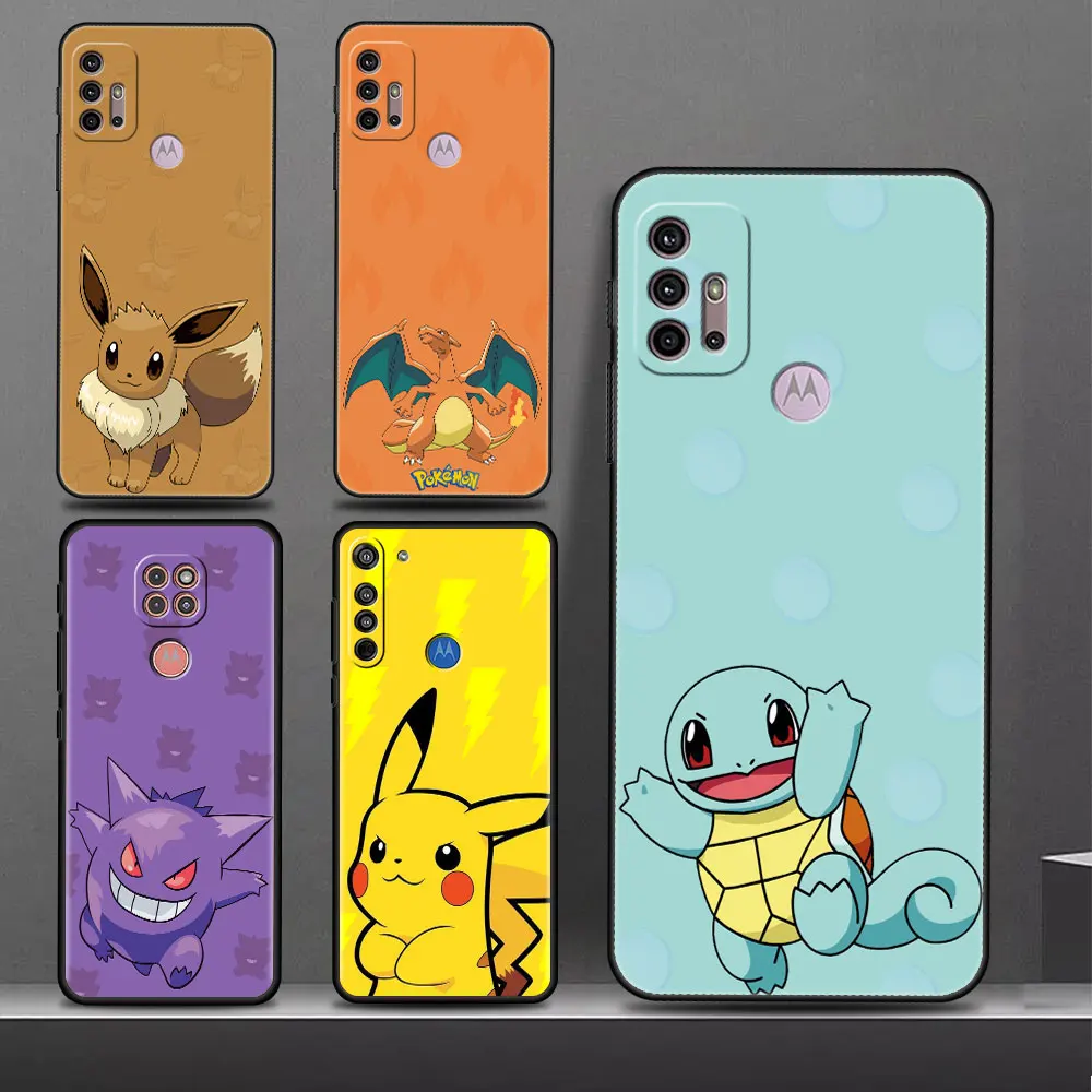 Pikachu Cool Gengar Cutes Custodia Di Lusso Nera Per Motorola Moto G22 G30 G50 4G Edge 20 Pro One Fusion G52 30 Neo G9 Plus Cover