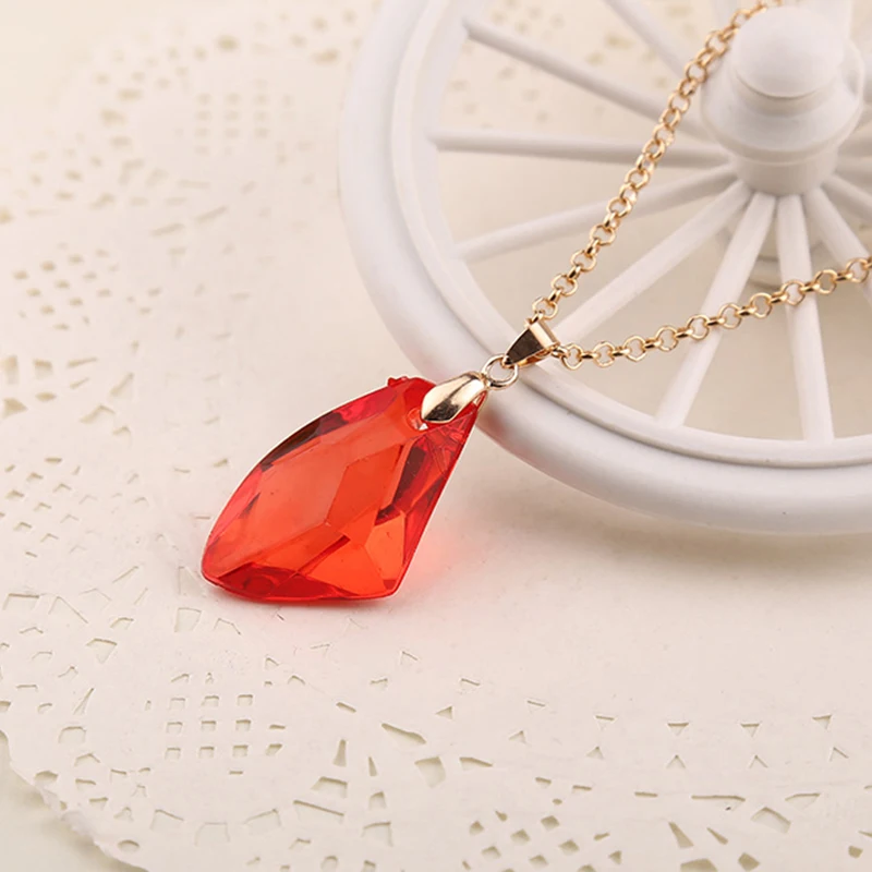 

Creative Red Gem Necklace Movie Magic Same Jewelry Pendant Necklace Fashion Popular Simple Wild Women Chain Jewelry NecklaceGift