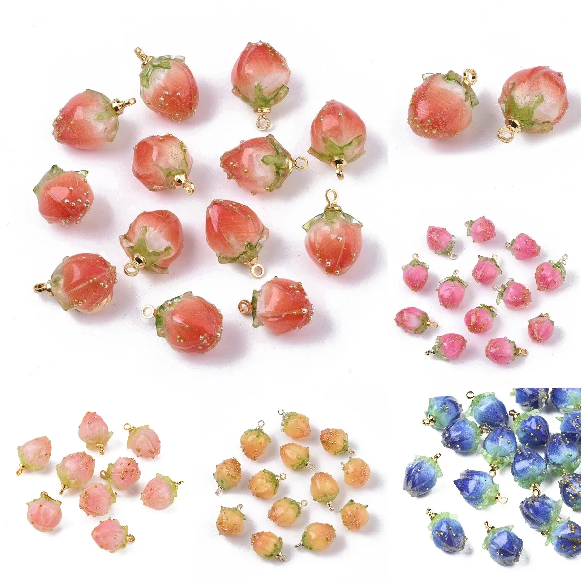 20pcs Handmade Natural Real Floral Dried Flower Epoxy Resin Pendants