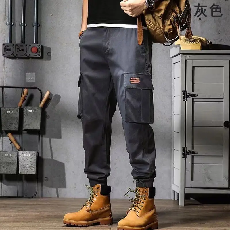2025 New Men's Cargo Pants Casual Hip Hop Hit Color Multiple Pockets Trousers Streetwear Ribbons Techwear Sweatpants ﻿ 6