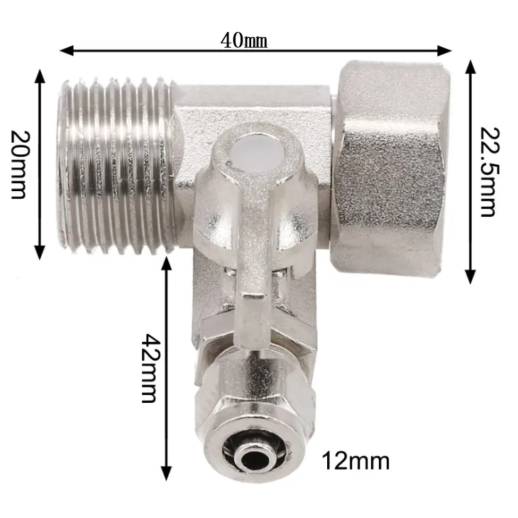 1pc RO Feed Water Adapter 1/2" To 1/4'' With Shut-Off Ball Valve Tap Tee B Water Purifier Home Appliance Accessories