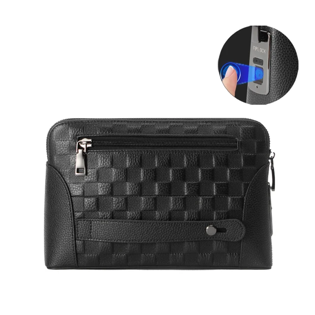 Man`s Fingerprint Lock Handbag Security Lady`s Wallet  Anti-Theft Clutch Bag