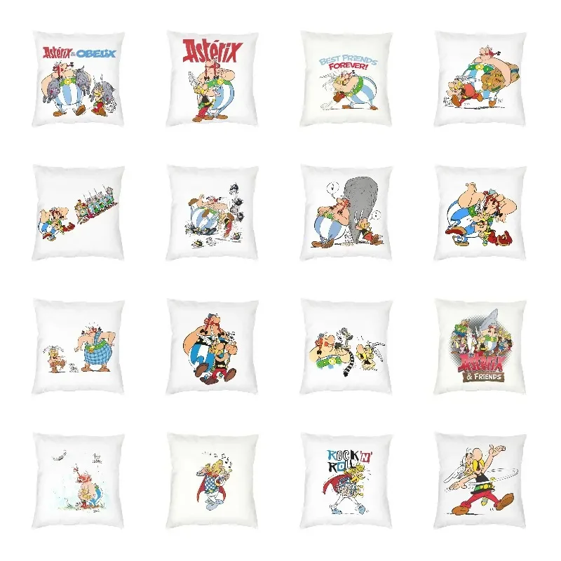

Asterix And Obelix Hunting Cushion Cover 45x45cm Polyester Funny Anime Cartoon Pillow for Sofa Square Pillowcase Home Decor