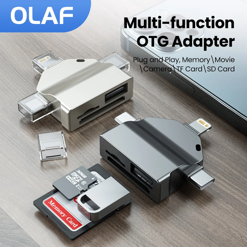 아이폰용 OTG 어댑터, SD 카드, U 디스크, 고속 읽기, TF 메모리 카드 어댑터, 휴대폰 노트북용, 7 인 1