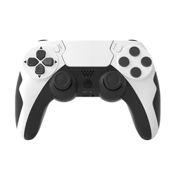 Wireless Game Controller with Vibration, Touchpad, and Microphone Port (White black)