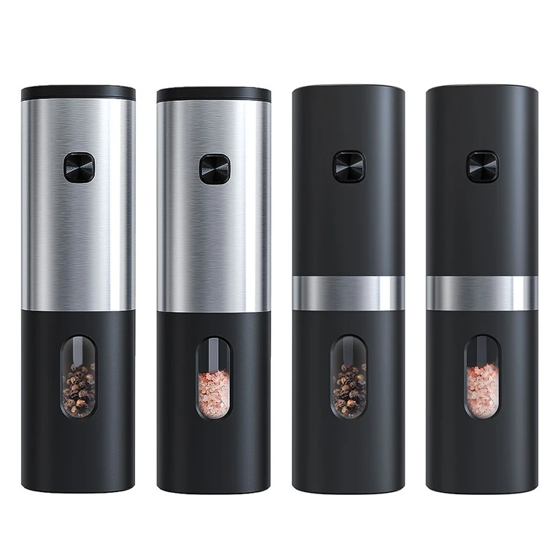 Electric Salt and Pepper Grinder Adjustable Coarseness Automatic Spice Grinders Pepper Mills With Led Light Grinding Tool 1/2pcs