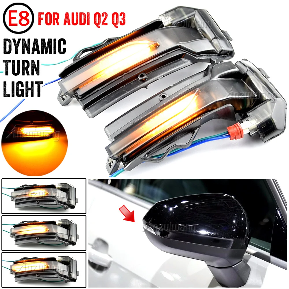 Water Blink Dynamic Flowing Side Mirror LED Turn Signal Light For AUDI