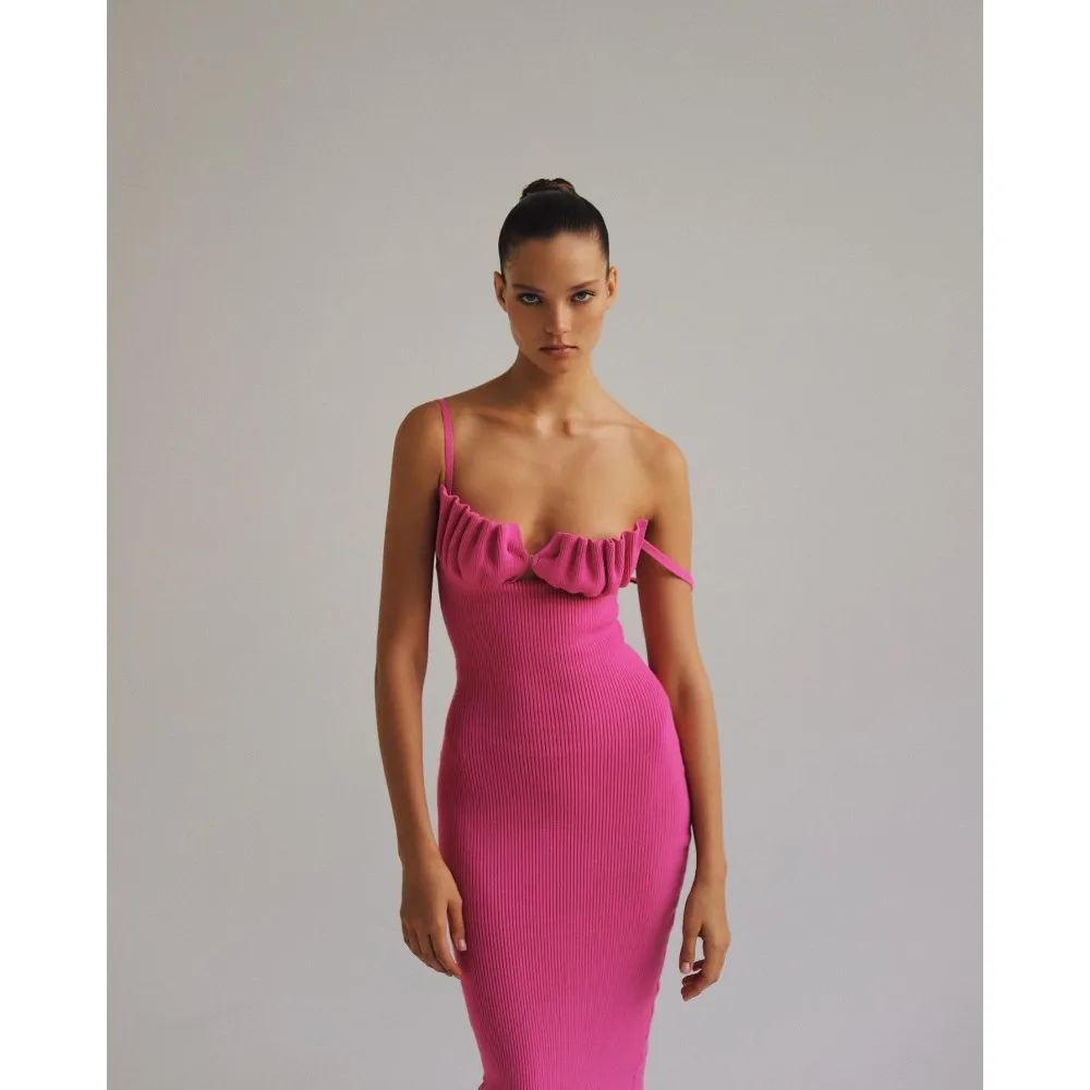 

Black Pink Color Women Sleeveless Sexy Sqaure Collar Bodycon Long Dress Bandage Elegant Evening Party Celebrate Dress