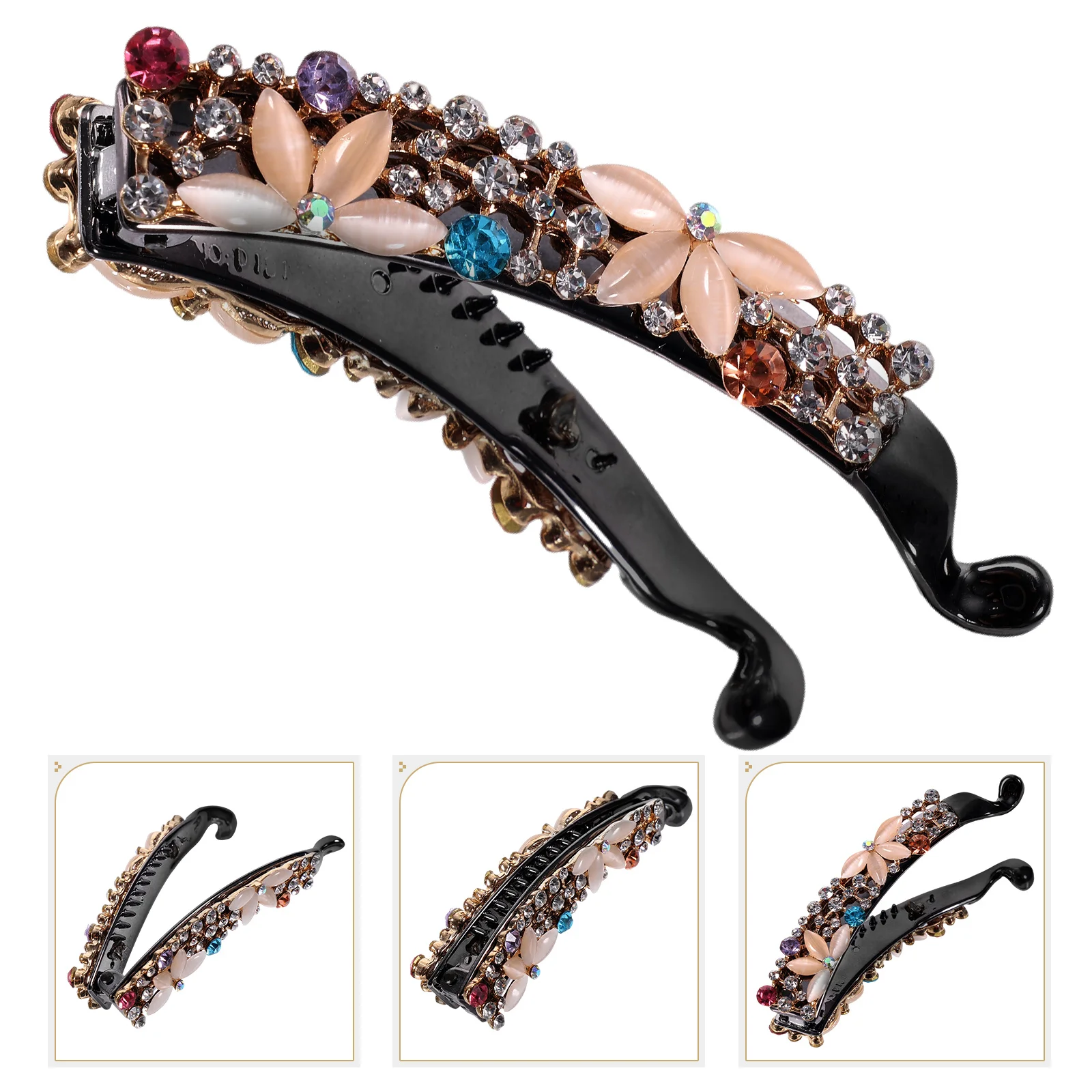 

Dense Diamond Hair Clip Women's Clips Pins Rhinestone Banana Opal Long Accessories for