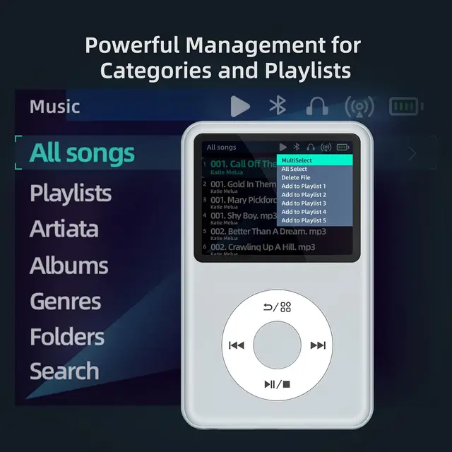 Y1 MP3 Player With Bluetooth - 128GB HiFi Walkman, 2.4" Screen, Supports 21 Audio Formats, FM Radio, Long Battery Life, Perfect For Music & Audiobooks