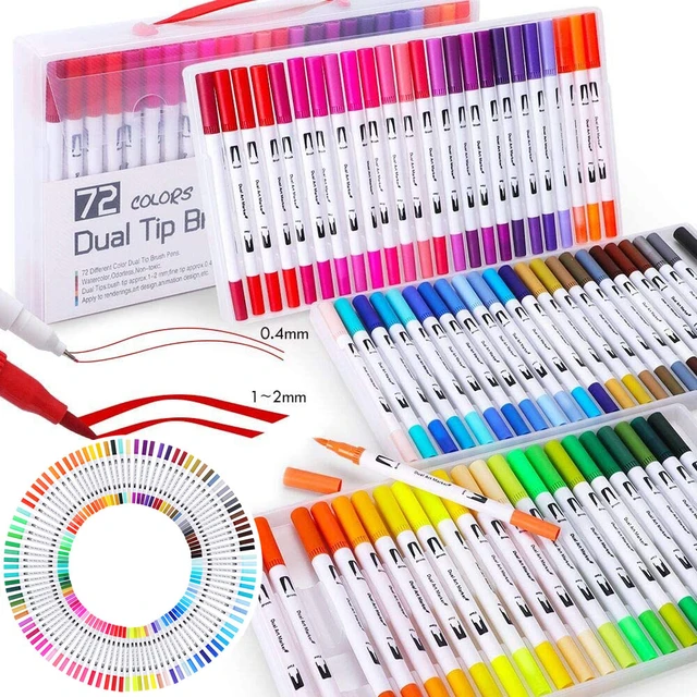 50 Pastel Colors Brush Markers Pens for Adult Coloring Books, Dual Tip  Brush Pen