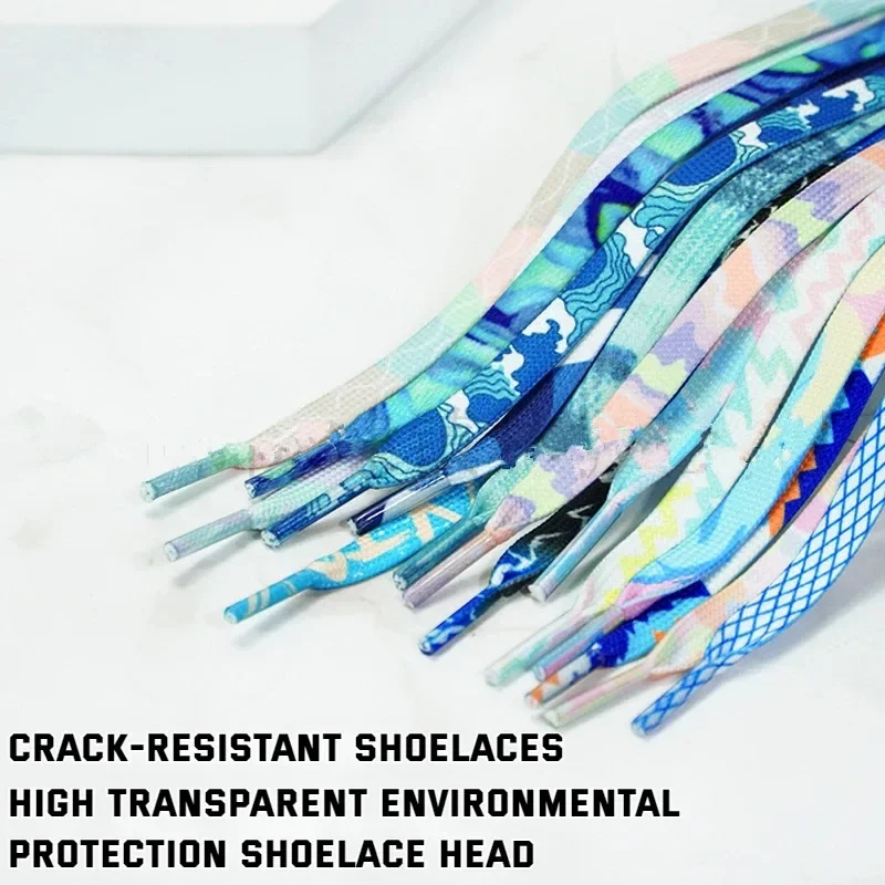 Dazzling Blue Striped Tie-Dye Gradient Flat Shoelaces - Vibrant Unisex Sneaker Laces