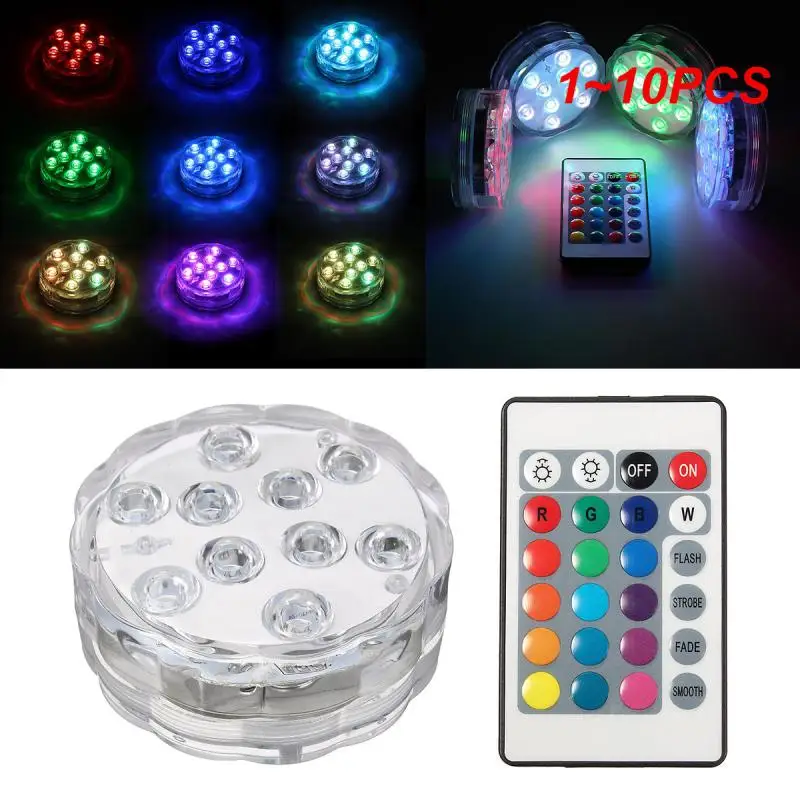 

Погружной RGB светильник Waterprooof для бассейна, подводный ночник для вазы, чаши, аквариума, пруда, свадьбы, вечеринки, 1 ~ 10 шт.