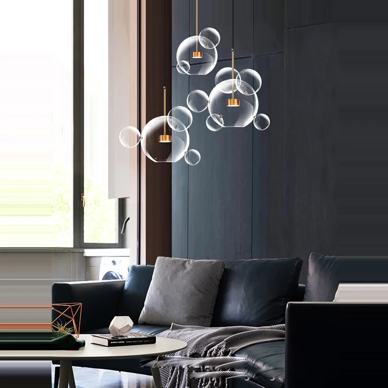 

Large Size LED Postmodern Iron Glass Bubbles Golden Chandelier Lighting.Chandelier LED Lamp.LED Light For Dinning Room Foyer