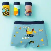 Lot de 4 culottes en coton pour garçon de 3 à 14 ans, sous-vêtements respirants pour enfants, motifs de voitures, boxer 3