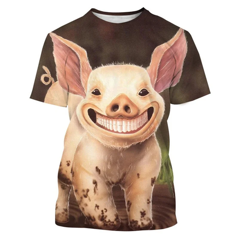 

2023 Animal Men's T-shirt 3d Printed Funny Pig Pattern Men's Short-sleeved Tees Casual Cute Fierce Tops T Shirts Clothing