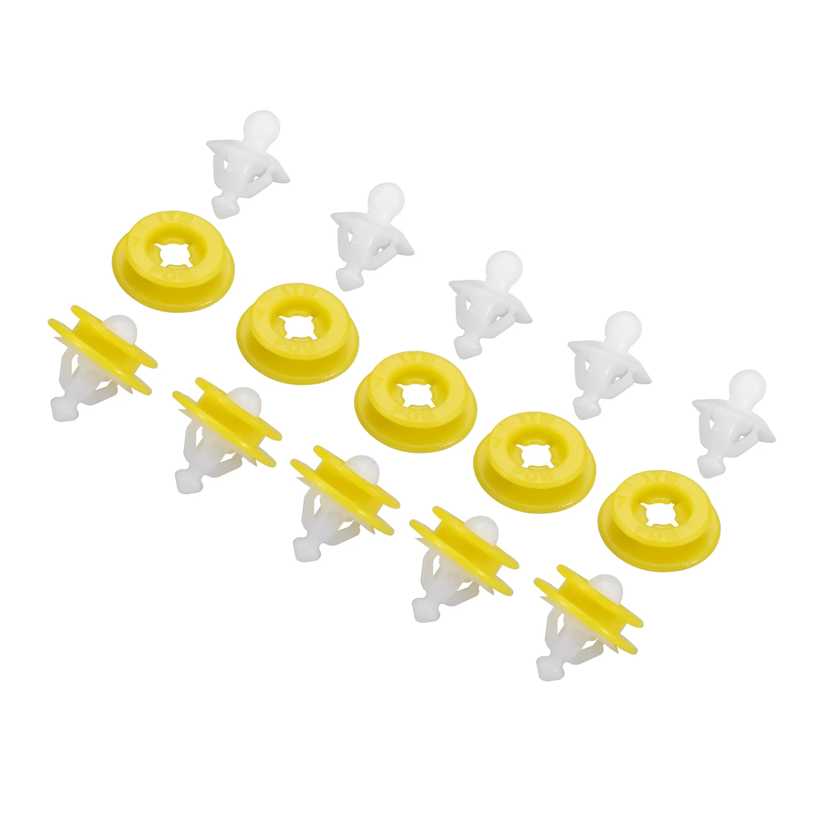 Set 10 Clip Fissaggio Parafango Originali Per Volvo C30 2008-2013 – Bianco E Giallo, Rif. 30698669 - 2