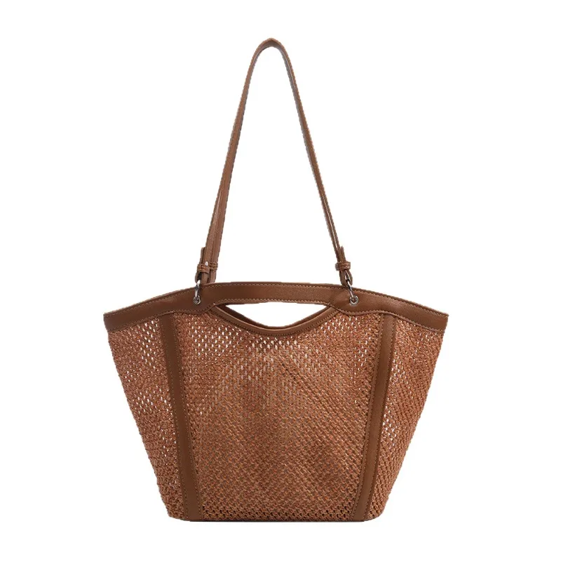 2025 Summer New Large Capacity Straw Weaving Bag Women's Lazy Style Underarm Single Shoulder Bag Fashionable Handbag