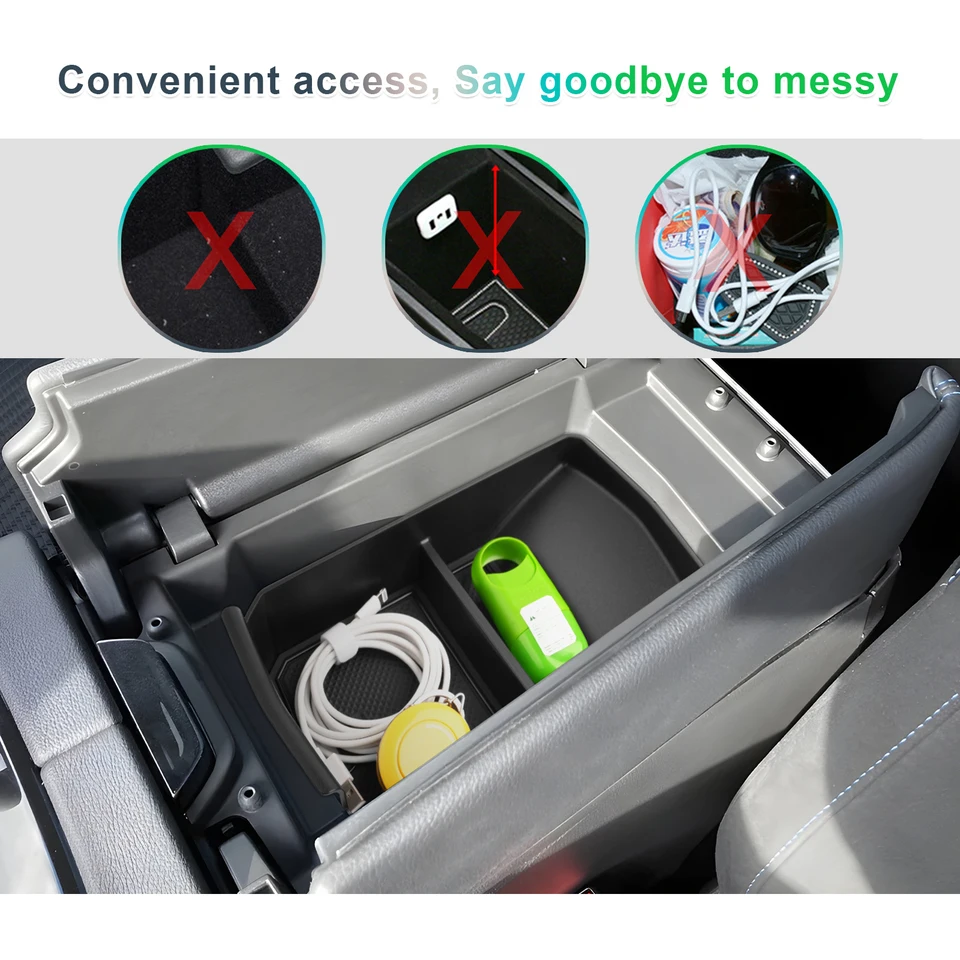 Accoudoir Voiture Universel Organisateur Console Centrale Toyota C-HR 2024-2026 | Plateau Range-Câbles, Pièces, Cartes | ABS Durable Accessoires Auto CHR 2024