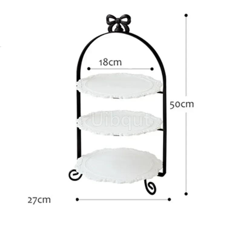 White Dessert Table Display Stand Wedding Decoration Afternoon Tea Double-Layer Cake Stand Gold Pastry Decoration Plate 3 layer