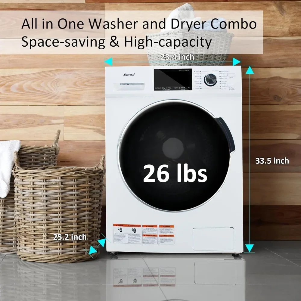 Washing Machine, 2.7 Cu. Ft Front Load Washer Dryer in One, 16 Cycles, 24 Inch Washer & Dryer Combo 4