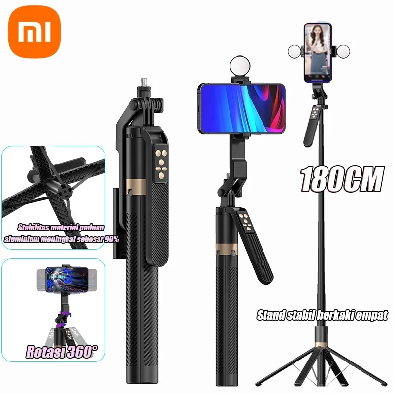 Xiaomi Bluetooth Selfie Stick Supporto A 4 Gambe In Alluminio 1800Mm Controllo Dentan Bluetooth 7 Tombol Tongkat Selfie Adattatore Portatile