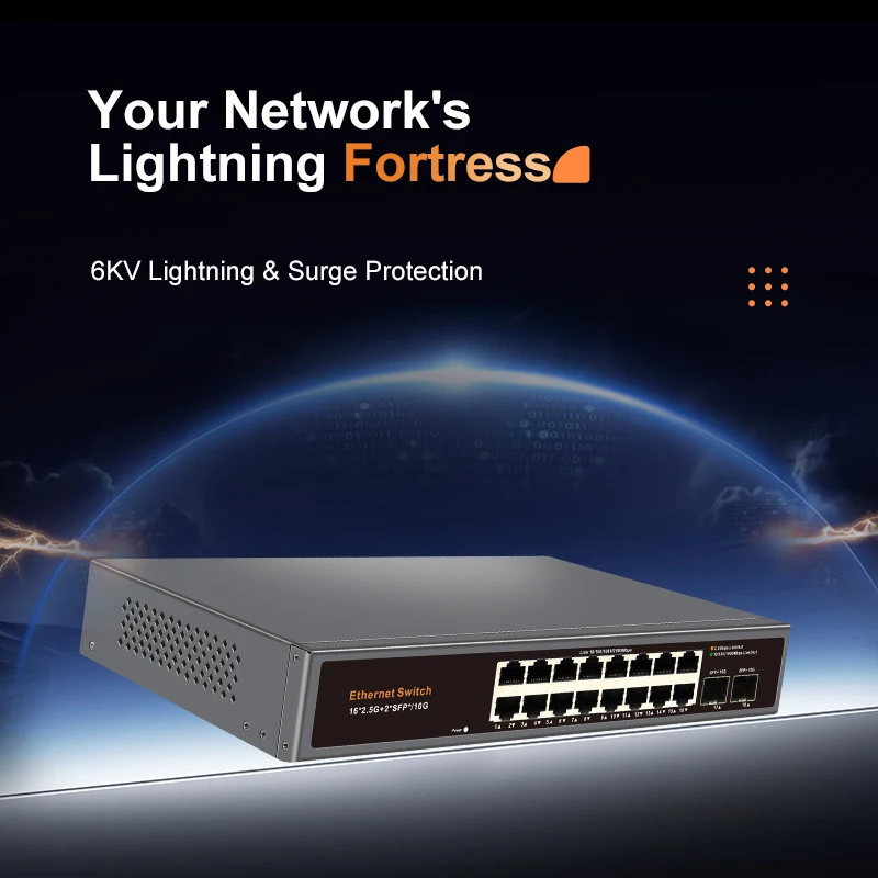 KeepLiNK 18-Port Multi-Gigabit Unmanaged Network Switch 16 X 2.5Gb Ethernet + 2 X 10Gb SFP+ for High-Speed Data Networking - Imagen 4