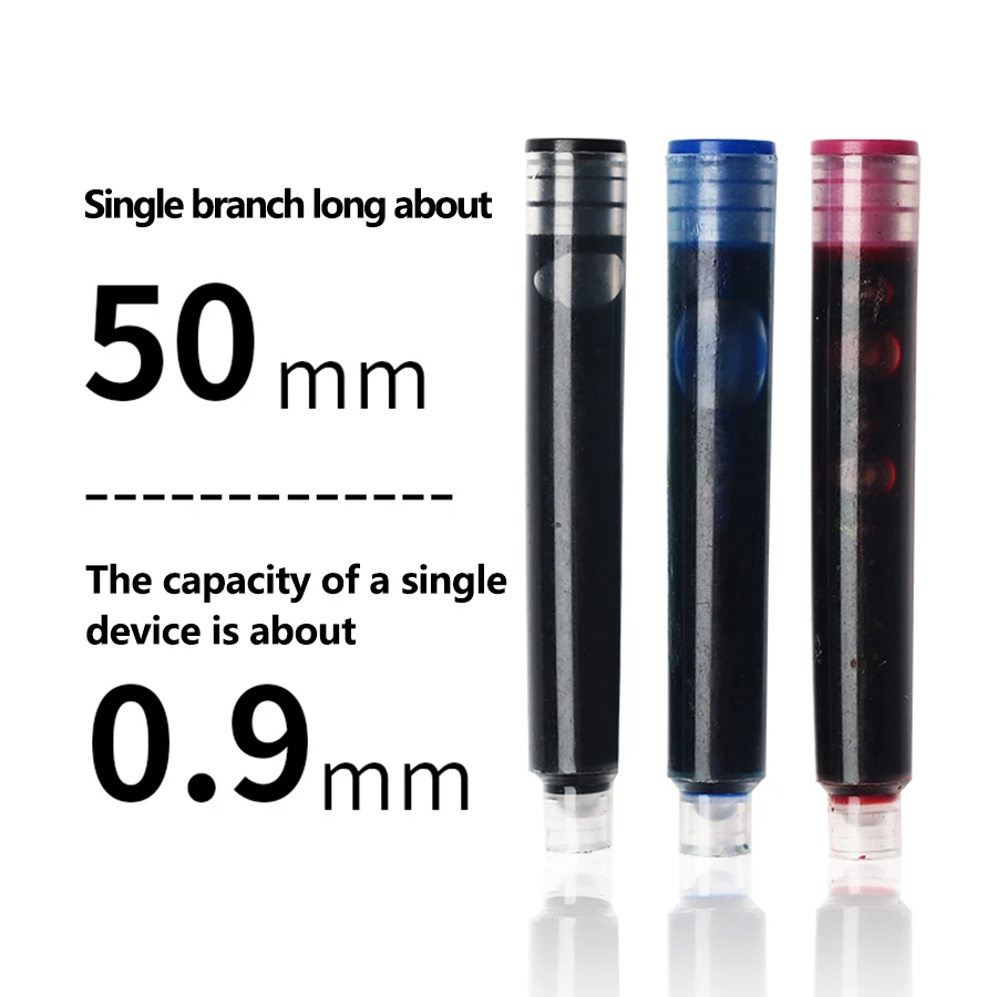 30pcs/50pcs/100pcs 3.4mm Fountain Pen Ink Cartridges School Office Supplies Pen Cylinders Black Blue Red Colors Available 3